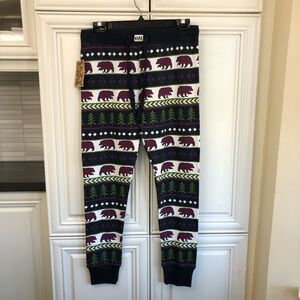 NWT Lazy One Bear Fair Isle women’s pajama bottom leggings